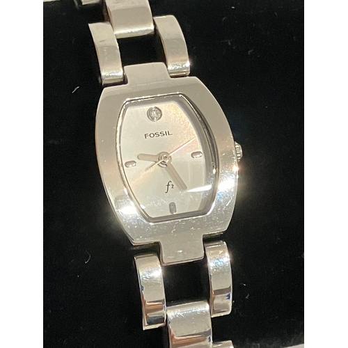 1036 - Ladies FOSSIL Formula One wristwatch. Finished in stainless steel with quartz movement. Complete wit... 