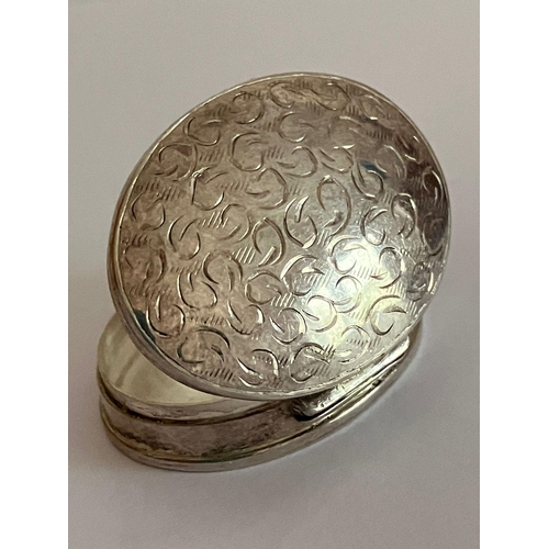 1050 - Vintage SILVER PILL BOX. Oval shape with beautifully engraved lid. Full UK hallmark. Exceptional con... 