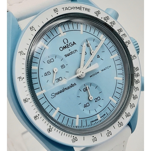 1152 - An Omega X Swatch - Mission To Uranus Chronograph Quartz Watch. Blue bio-ceramic case - 42mm. Quartz... 