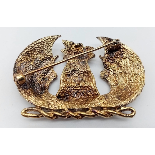 1276 - A Very Rare 1972/3 London Hallmarked Silver Gilt Phoenix Bar Brooch. 5cm Wide. 19.83g total weight.