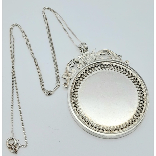 1342 - An Edwardian 1901/2 Hallmarked Silver Pendant Necklace by William Aitken Silversmith Birmingham. No ... 