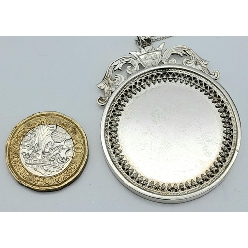 1342 - An Edwardian 1901/2 Hallmarked Silver Pendant Necklace by William Aitken Silversmith Birmingham. No ... 