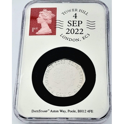 1486 - A Mint Condition, Limited Edition (1 of 500), 2022 Alan Turing 50 Pence Date Stamp Issue Coin Boxed ... 