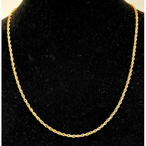 212 - A 9 K yellow gold chain necklace, length: 52 cm, weight; 3.4 g.