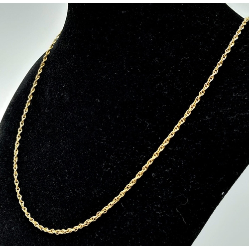 212 - A 9 K yellow gold chain necklace, length: 52 cm, weight; 3.4 g.