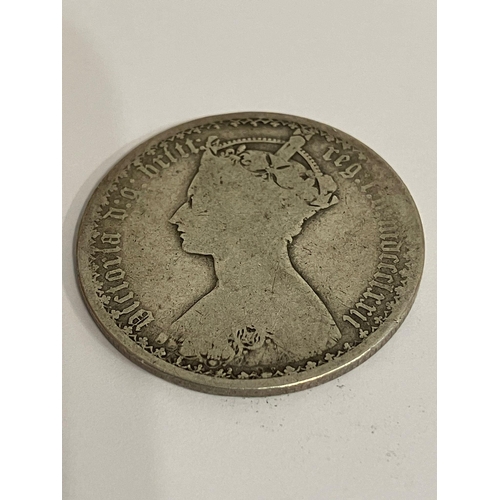 693 - 1872 GOTHIC SILVER FLORIN. Condition worn/fair.