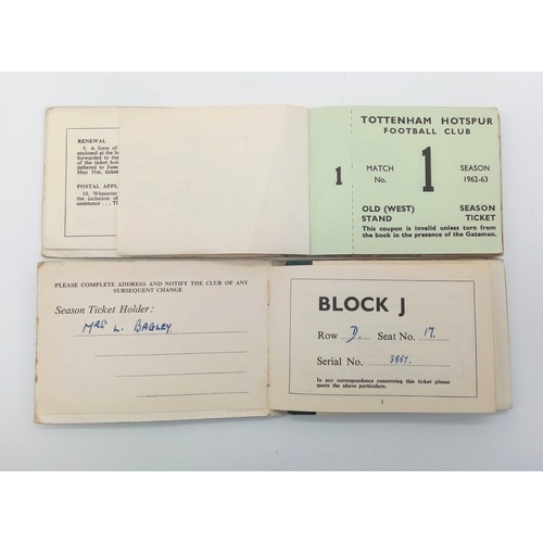 695 - Two Tottenham Hotspur season ticket books for the 1962/63 season. The same 18 tickets in each book h... 