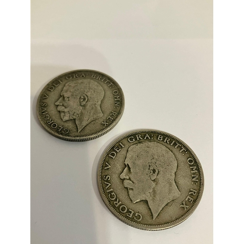 721 - 2 x SILVER HALF CROWNS. Consecutive years 1921 and 1922. Fine/very fine condition. Both Coins having... 