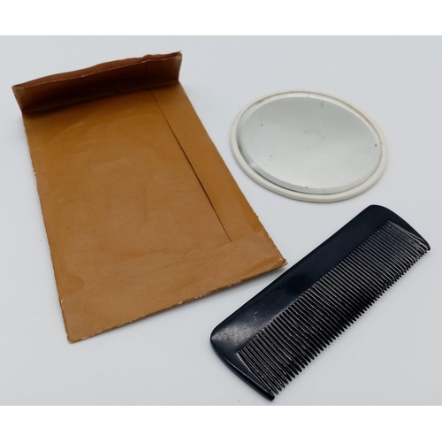 951 - WW2 German Complementary Mirror and Comb from the Officers R and R Hotel in Paris France.