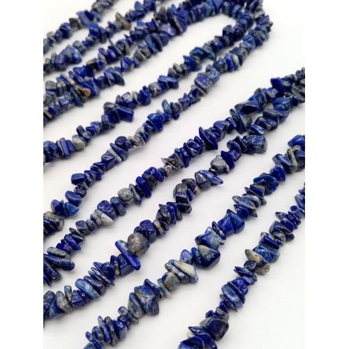 878 - Two Natural Rough Gemstone Rope Length Necklaces. Lapis Lazuli and Turquoise. Both 150cm.