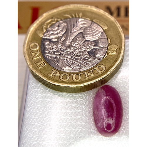 1187 - A 3.65ct African Natural Ruby Cabochon Gemstone. Comes with the AIG Certificate and Sealed Box