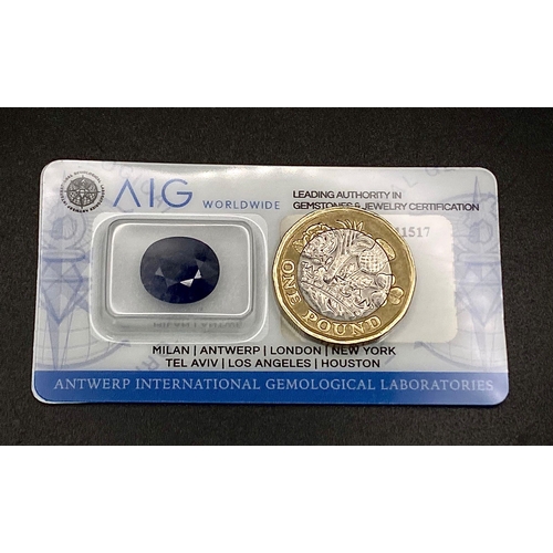 282 - A 8.44ct Natural Blue Sapphire, in the Oval Faceted shape. Comes with the AIG Milan certificate