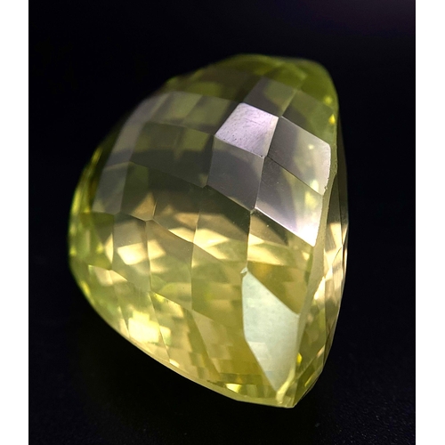 1108 - A 121.64ct Eye Clean Natural Lemon Quartz, in the Pear Checkerboard cut. Comes with the 121.64ct AIG... 