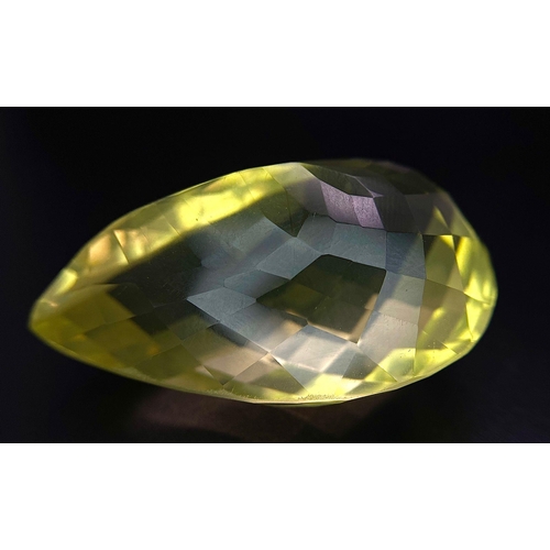 1108 - A 121.64ct Eye Clean Natural Lemon Quartz, in the Pear Checkerboard cut. Comes with the 121.64ct AIG... 