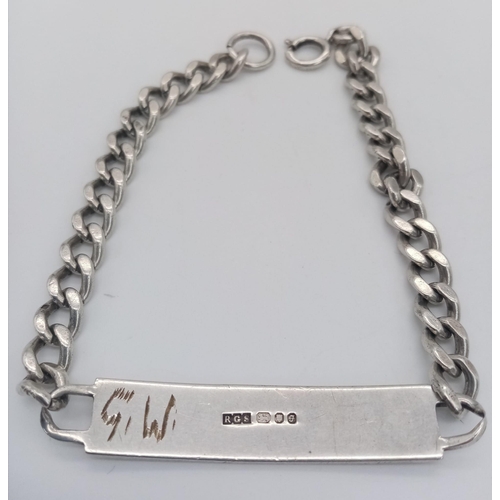 1032 - A sterling silver I.D. bracelet, length: 23cm, weight: 23.4 g.