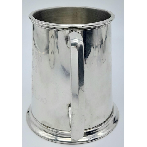 1060 - A top quality pewter tankard made by Wentworth, Sheffield, England and the inscription: 