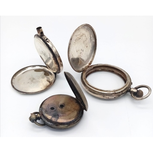 1307 - Three Antique Silver Watch Cases, Comprising: 1) 1890/1 Chester Hallmarked Silver Watchcase 53mm Dia... 