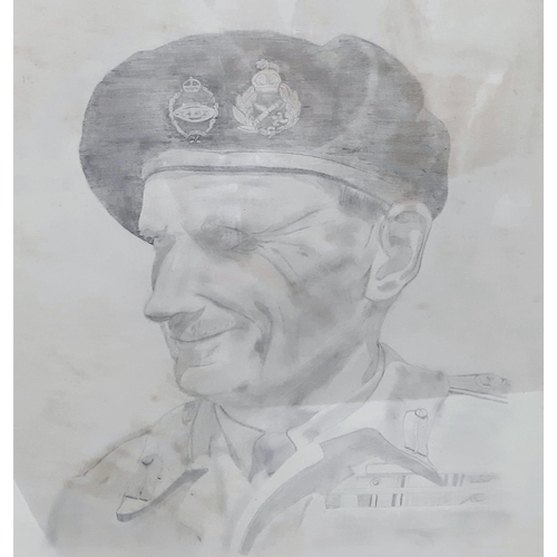 190 - A Rare and Unique, WW2 Original Dated 1945, Hand Drawn Framed and Glazed Drawing of Field Marshal Mo... 