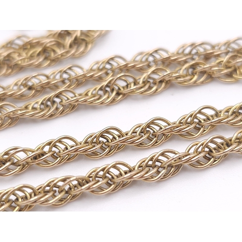 198 - A 9 K yellow gold rope chain necklace, length: 50 cm, weight; 5.6 g.