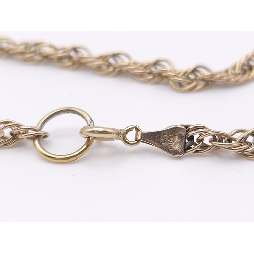 198 - A 9 K yellow gold rope chain necklace, length: 50 cm, weight; 5.6 g.