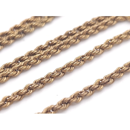 240 - A 9 K yellow gold rope chain necklace, length: 41 cm, weight: 1.8 g.