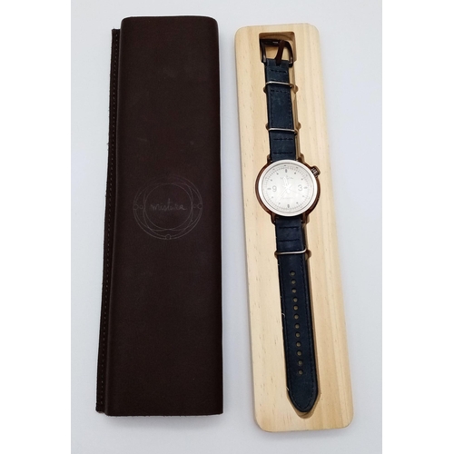 479 - A Mistura Automatic Master Edition Gents Watch. Blue leather strap. Wood and stainless steel case - ... 