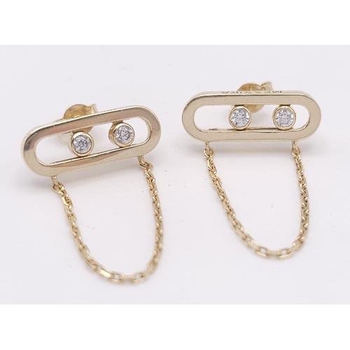 787 - A PAIR OF 18K YELLOW GOLD STONE SET MESSIKA STYLE STUD EARRINGS. 2.7G