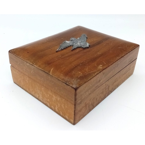 872 - WW2 German Wooden Box with R.LB Badge (Air Raid Warden).