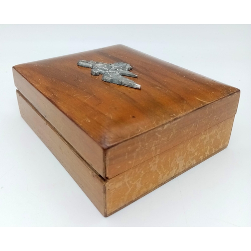 872 - WW2 German Wooden Box with R.LB Badge (Air Raid Warden).