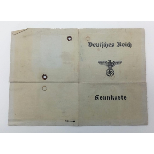 1066 - A DEUTCHES REICH I.D. BOOKLET ISSUED IN 1942 WITH PHOTO AND FINGERPRINTS PLUS A N S FRAUENSCHAFT BAD... 