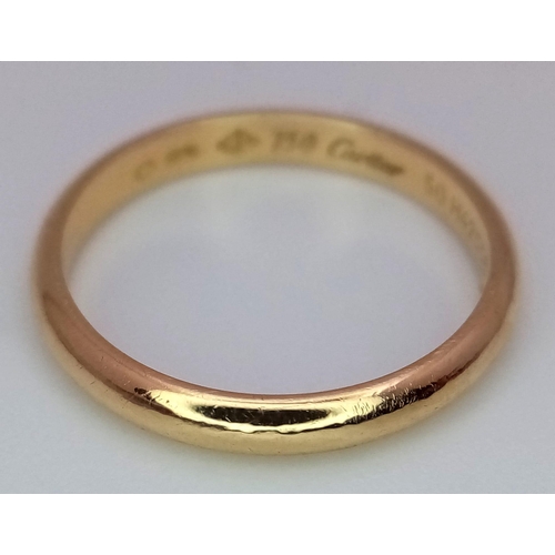 1112 - A CARTIER 18K GOLD BAND RING .   2.2gms   size K