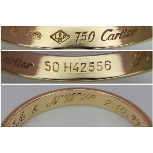 1112 - A CARTIER 18K GOLD BAND RING .   2.2gms   size K