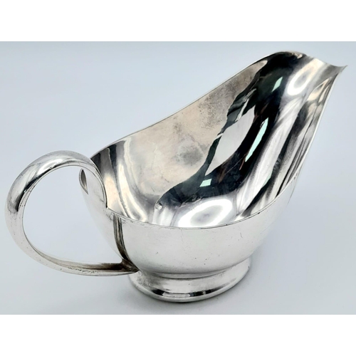 1153 - A Vintage Harrods of London Silver Plate Gravy Boat. Hallmarks for Harrods. 16cm - Plus a Cut Glass ... 