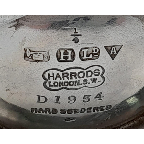 1153 - A Vintage Harrods of London Silver Plate Gravy Boat. Hallmarks for Harrods. 16cm - Plus a Cut Glass ... 