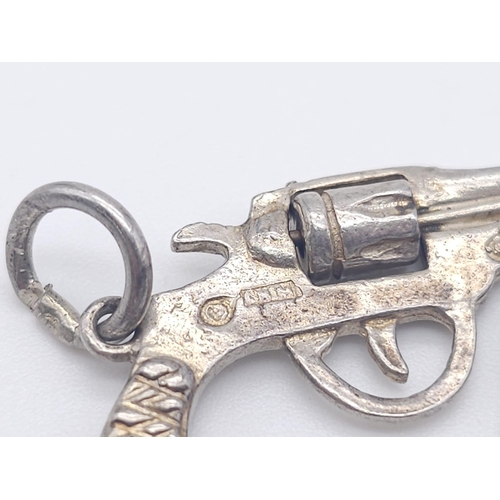 1347 - 3 X STERLING SILVER GANGSTA / PEAKY BLINDERS STYLE CHARMS GUN, RAZOR & LIGHTER. 7.3G