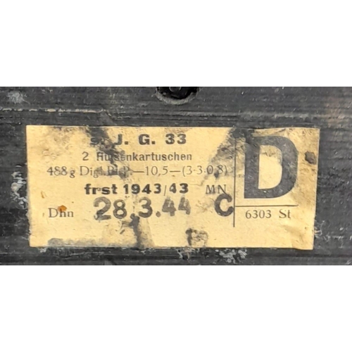 622 - WW2 German 15cm Sig 33 Cartridge Box with original labels, stencils, and internals.