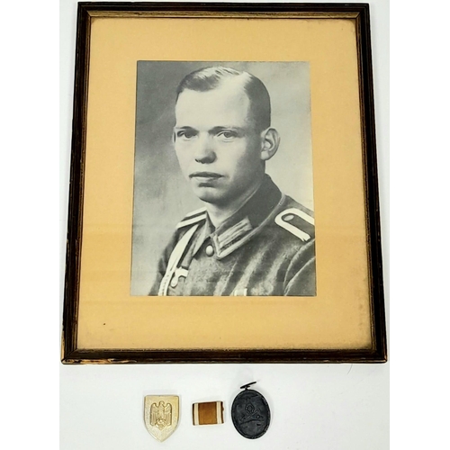 814 - WW2 German Soldiers Mementos of his time serving on the Siegfried Line. photograph, West wall Medal,... 