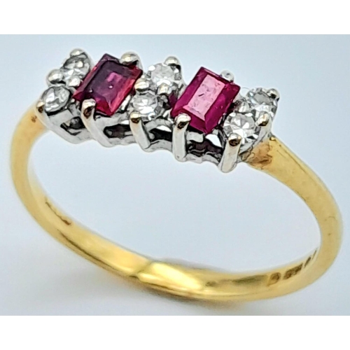 170 - A 18K YELLOW GOLD DIAMOND & RUBY RING 1.8G SIZE J/K

A/S 2006