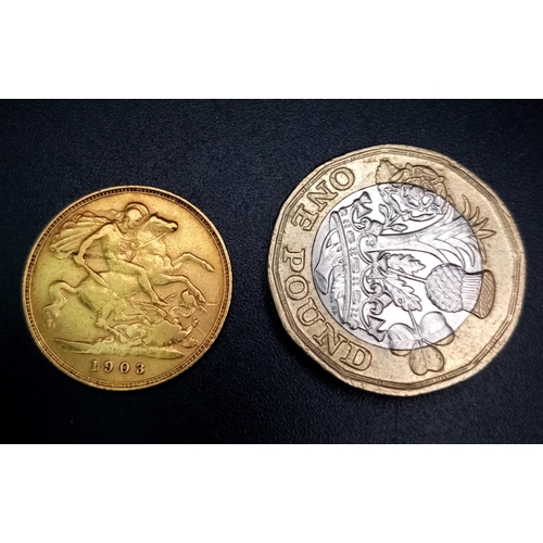 200 - A 1903 HALF SOVEREIGN MADE IN 22K GOLD AND WEIGHING 4gms