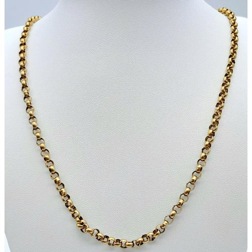 242 - A 60cms HEAVY 9K GOLD BELCHER LINK NECKLACE .  24.4gms