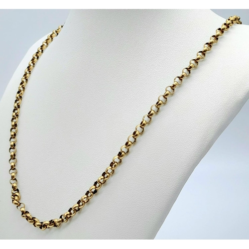 242 - A 60cms HEAVY 9K GOLD BELCHER LINK NECKLACE .  24.4gms