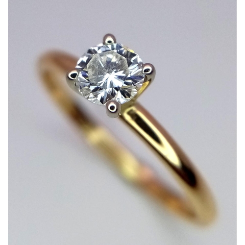 246 - 14K YELLOW GOLD DIAMOND SOLITAIRE RING - 0.35CT. BEAUTIFUL COLOUR AND CLARITY. APPROX G/H VS1/2 1.7G... 