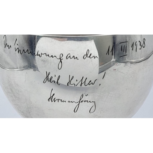 80 - A Hermann Goring 1938 Silver Presentation Goblet. Presented to certain people in remembrance of Aust... 