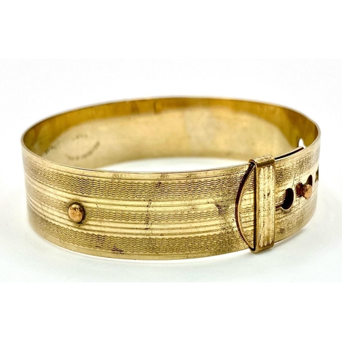 1280 - A Very Good Condition Vintage 9K Front and Back Yellow Gold Buckle Bracelet. Circa 1930/40’s. Marked... 