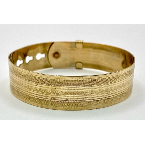 1280 - A Very Good Condition Vintage 9K Front and Back Yellow Gold Buckle Bracelet. Circa 1930/40’s. Marked... 