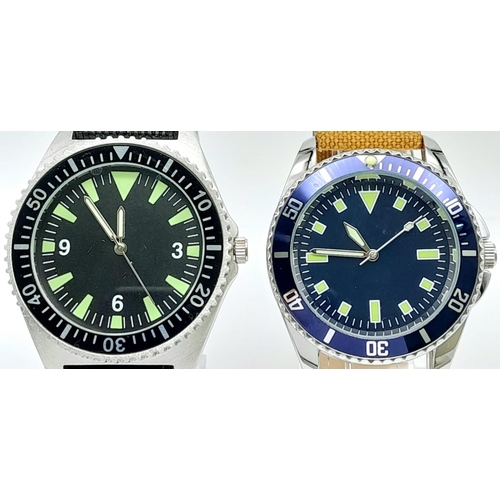 1349 - A Parcel of Two Unworn Military Homage Submariner Style Divers Watches. Comprising a 1980’s British ... 