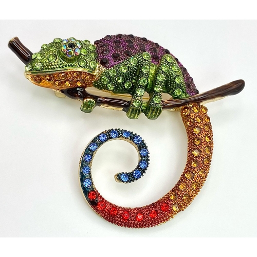 904 - Two Stunning Multi-Colour Stone Set Brooches, Comprising: 1) A Stone Set Lizard Brooch, 7.5cm length... 