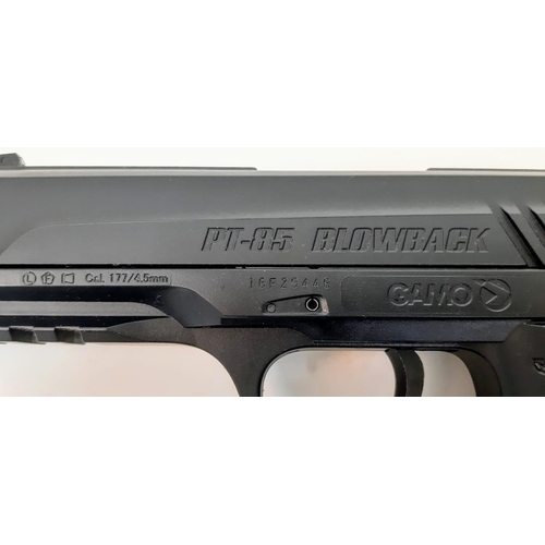 1105 - An Excellent Condition (As New) Gamo PT-85 Blowback .177 CO2 Pellet Pistol. Comes with additional fi... 