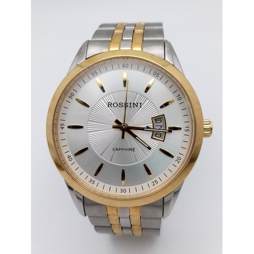 1335 - A Men’s Bi-Metal Two Tone Quartz Date Watch by Rossini. (45mm Including Crown). New Battery Fitted J... 