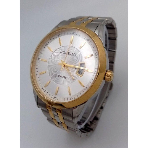 1335 - A Men’s Bi-Metal Two Tone Quartz Date Watch by Rossini. (45mm Including Crown). New Battery Fitted J... 